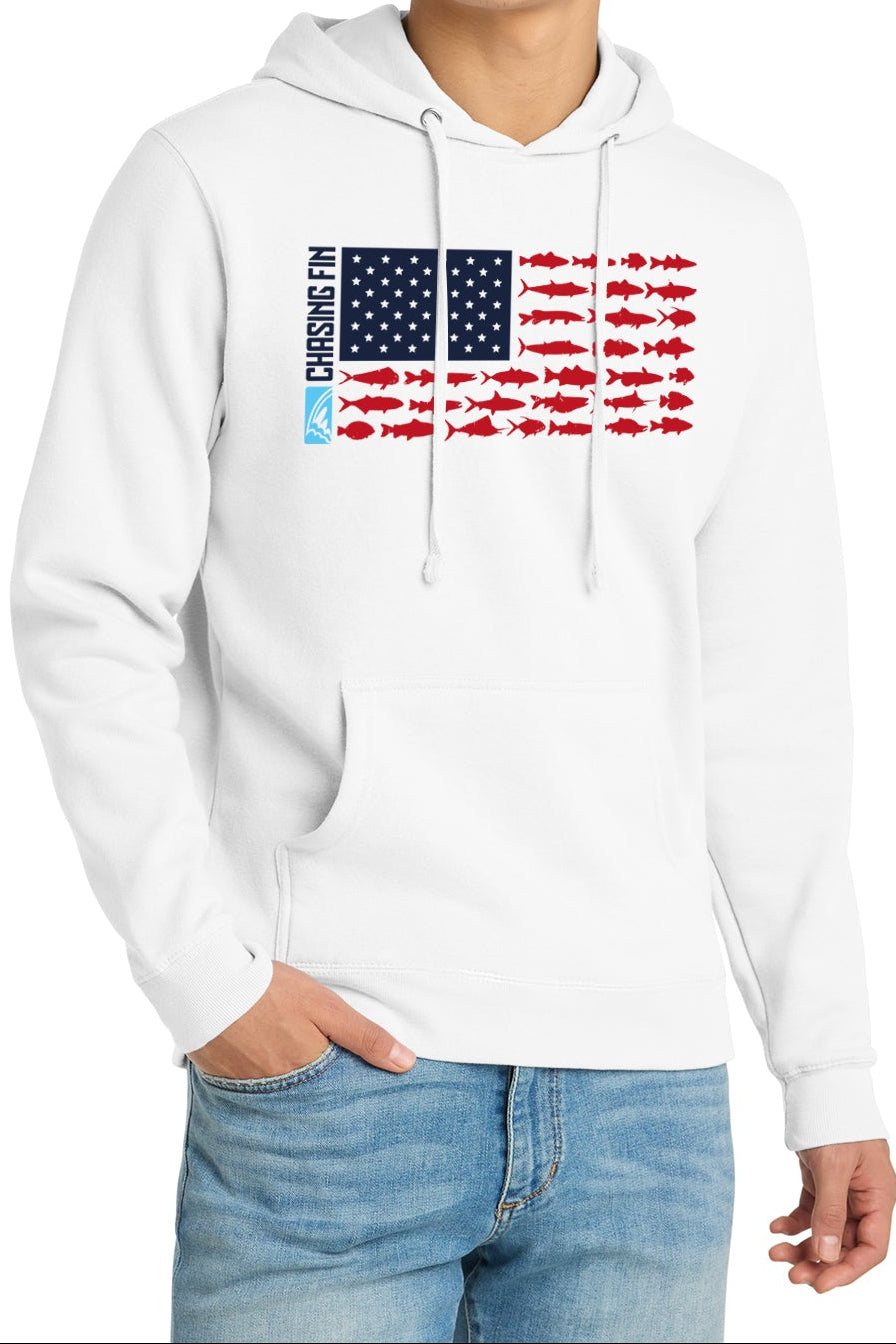Chasing Fin Flag white hoodie