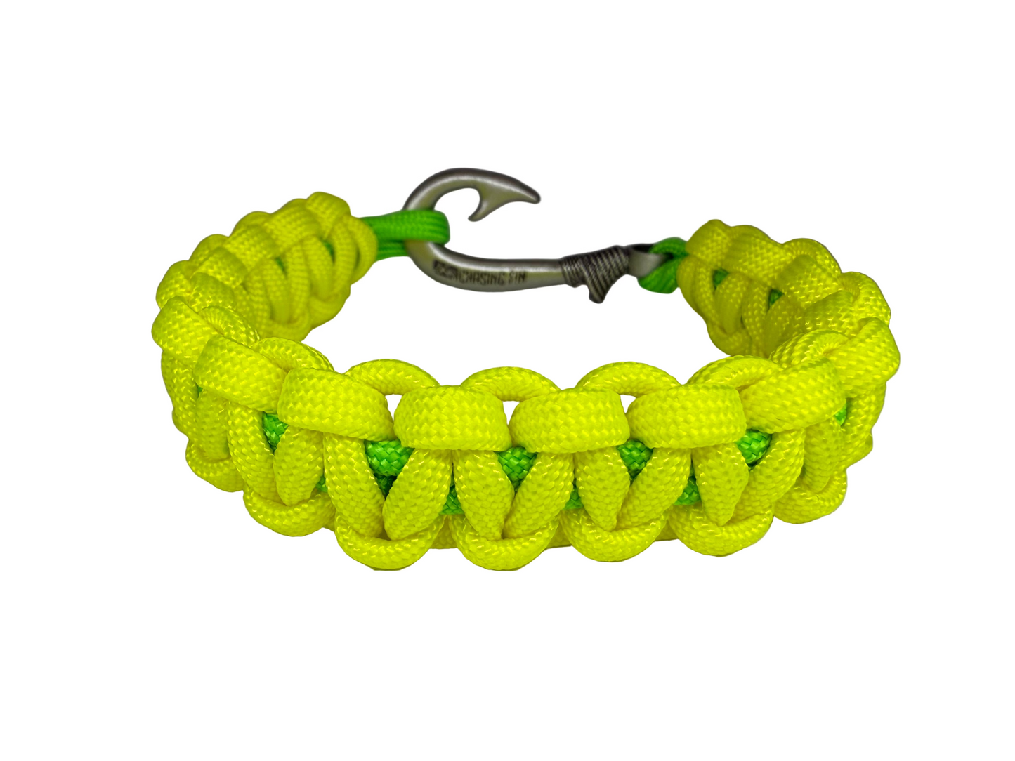 New Frogs for Hogs Cobra Braid Fish Hook Bracelet -Glow in the Dark