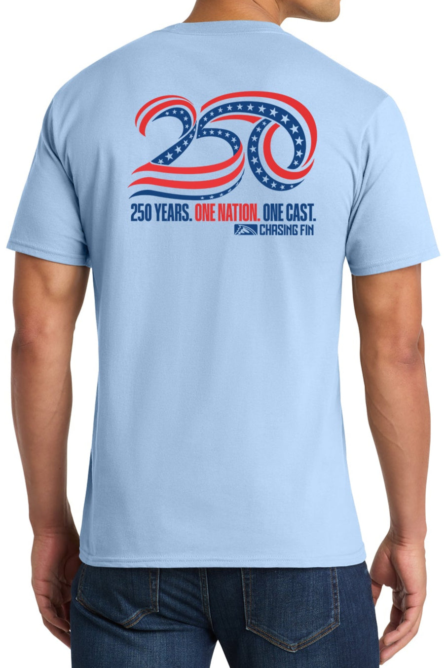 Chasing Fin America's 250th Anniversary Limited Edition T Shirt Light Blue