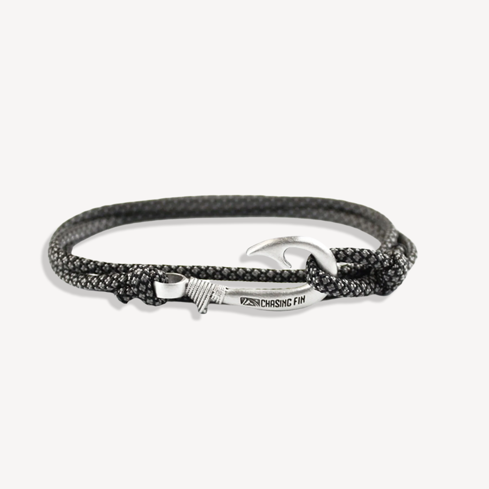 Charcoal Gray Diamonds Fish Hook Bracelet