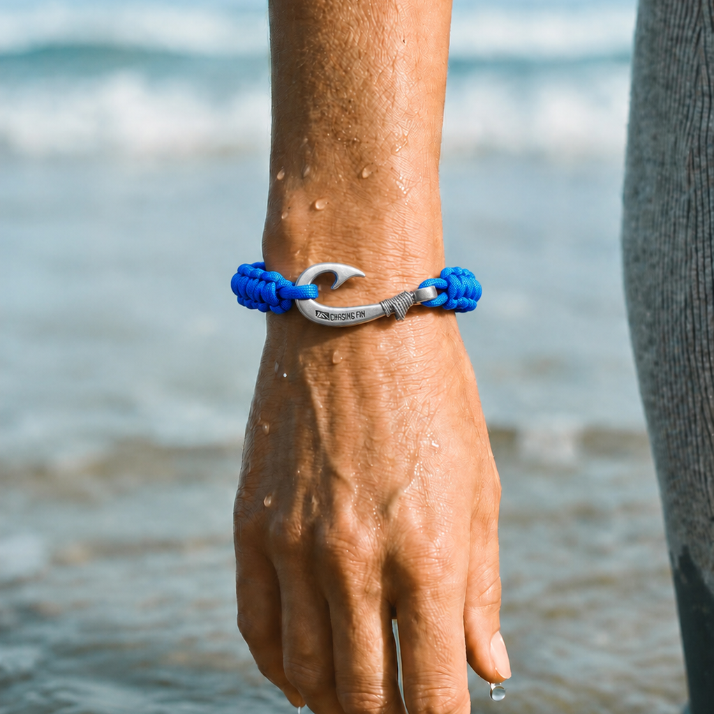 Blue Lake - Northwoods K Hooked Cobra Braid Fish Hook Bracelet