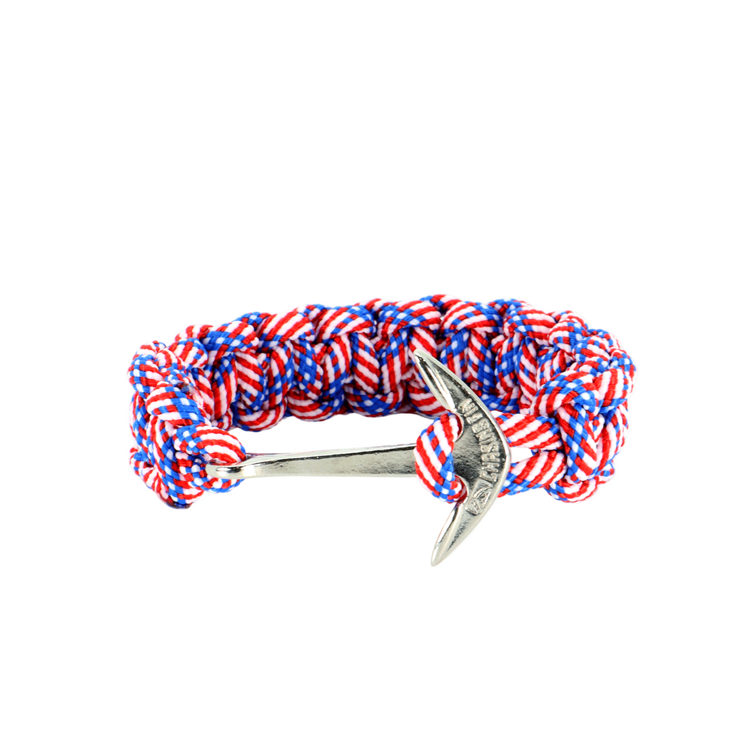 Limited Edition Stars & Stripes Paracord Necklace and Cobra Bracelet with Chasing Fin Anchor