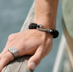 Black Cobra Braid Fish Hook Bracelet