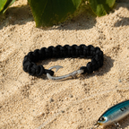 Black Cobra Braid Fish Hook Bracelet