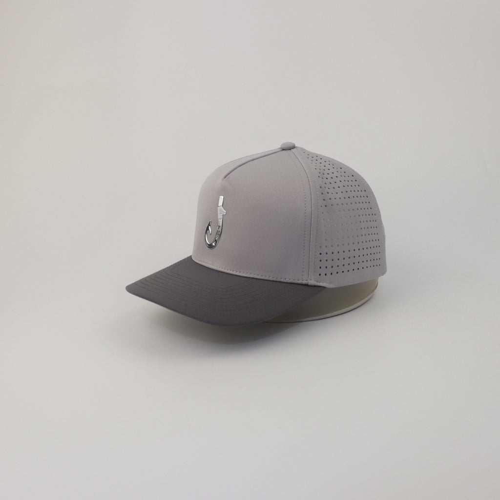 Grey Performance Patented 3D Fish Hook 5-Panel Hat