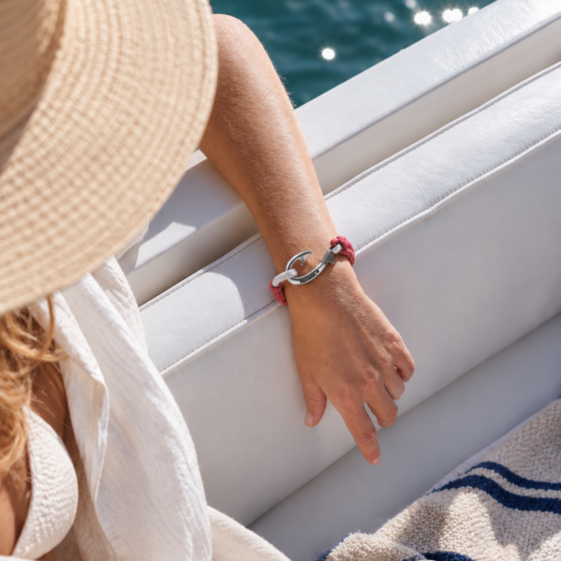 Fuchsia & Silver Slim Cobra Braid Fish Hook Bracelet