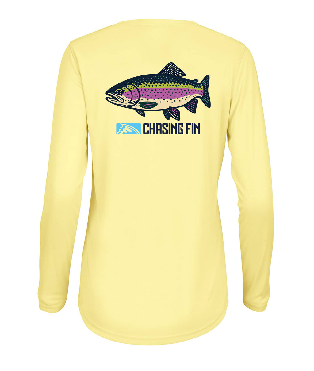 Catch de Rainbow Trout Ladies Long Islander Performance Long Sleeve Shirt