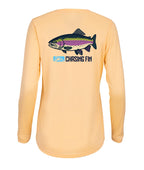 Catch de Rainbow Trout Ladies Long Islander Performance Long Sleeve Shirt