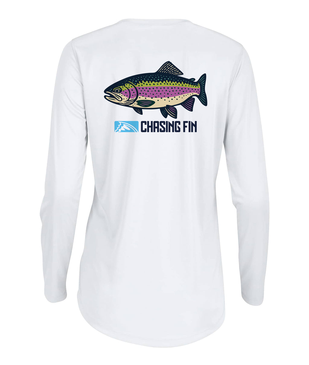 Catch de Rainbow Trout Ladies Long Islander Performance Long Sleeve Shirt