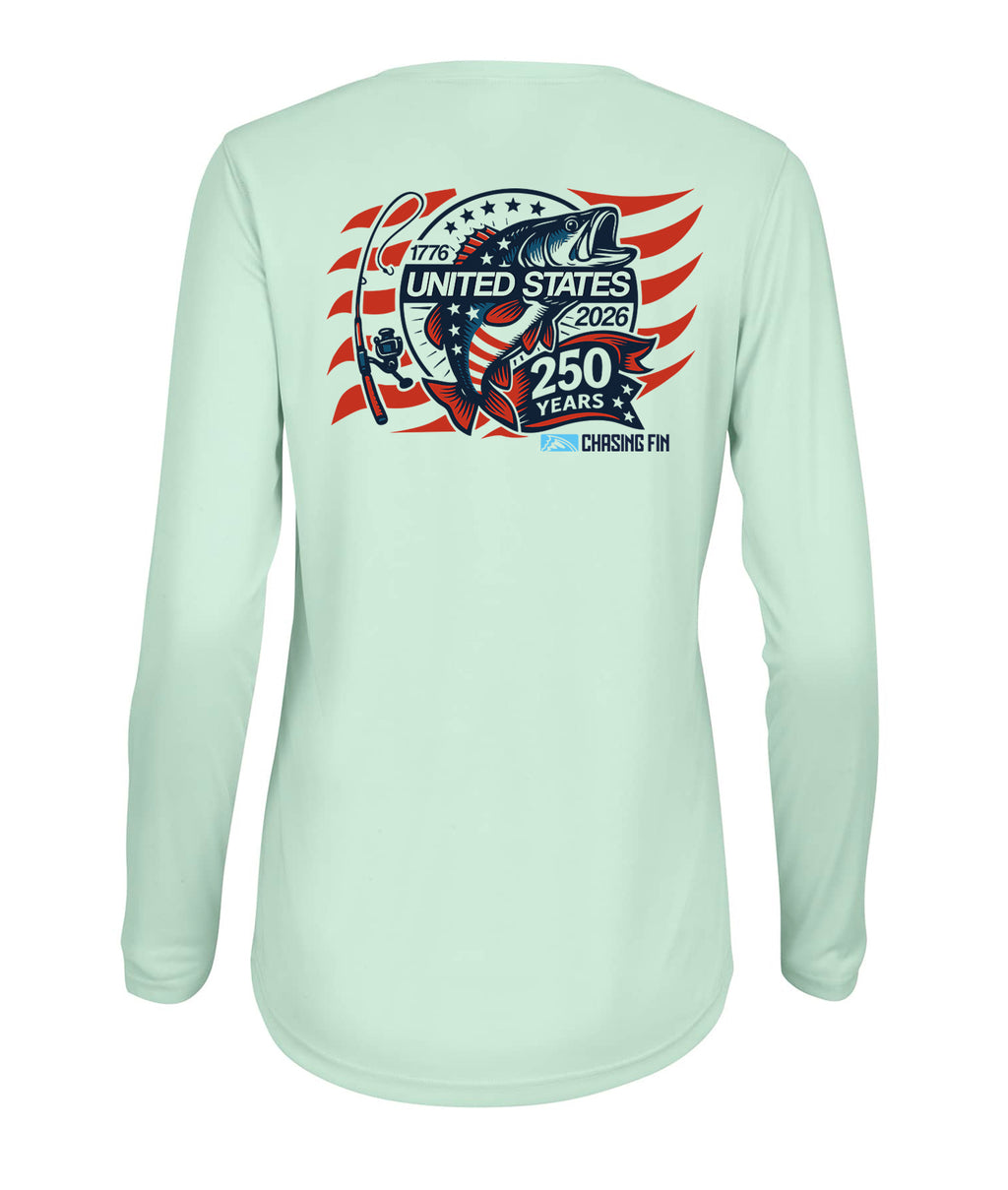 250th Aniversary Spinning Rod Ladies Long Islander Performance Long Sleeve Shirt