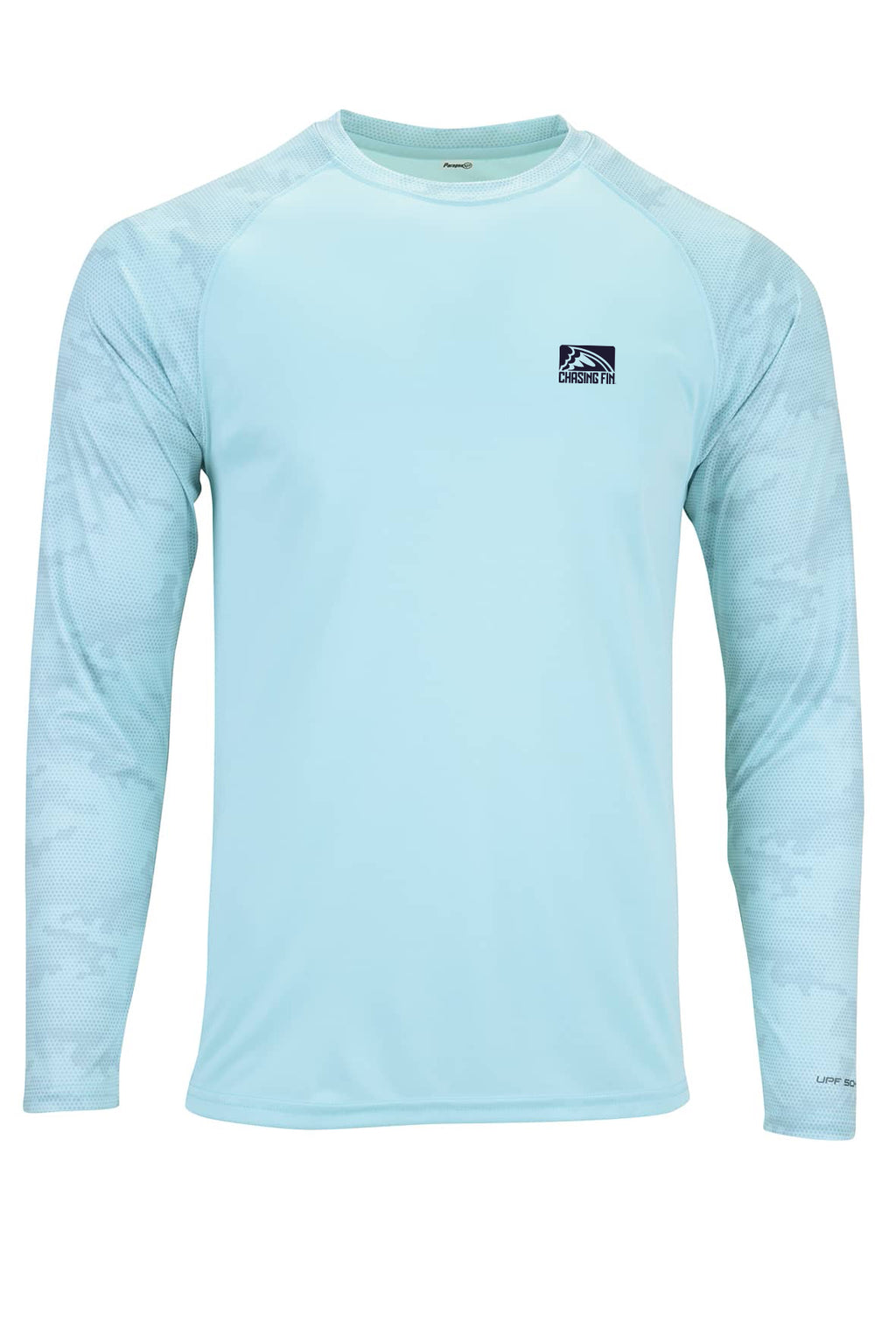 ProFin Camo American Fish Flag Patriotic  Performance Long Sleeve Shirt Aqua