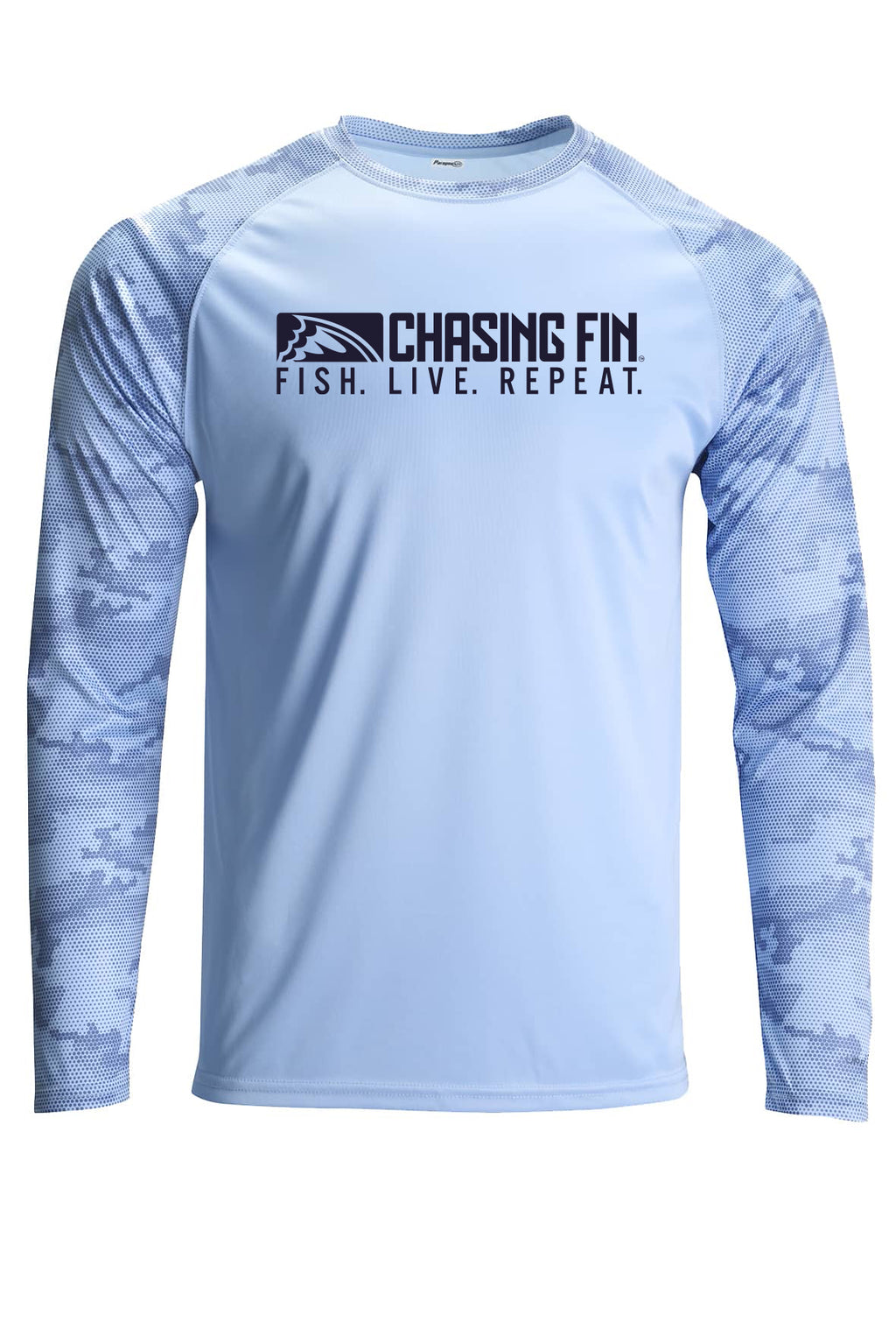 American Fish Flag Pro Fin Camo Performance Long Sleeve Blue Mist