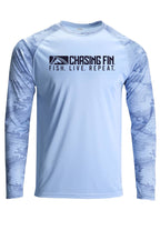 American Fish Flag Pro Fin Camo Performance Long Sleeve Blue Mist