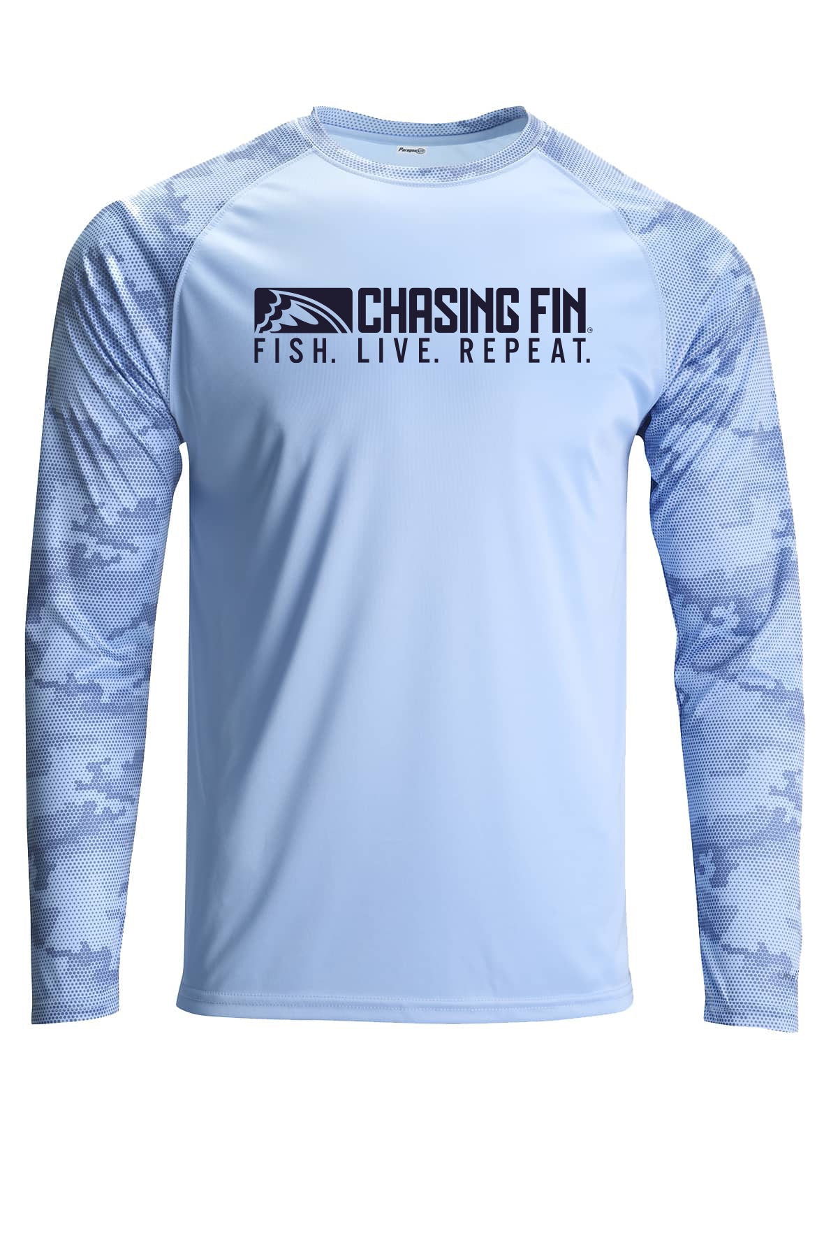 American Fish Flag Pro Fin Camo Performance Long Sleeve Blue Mist