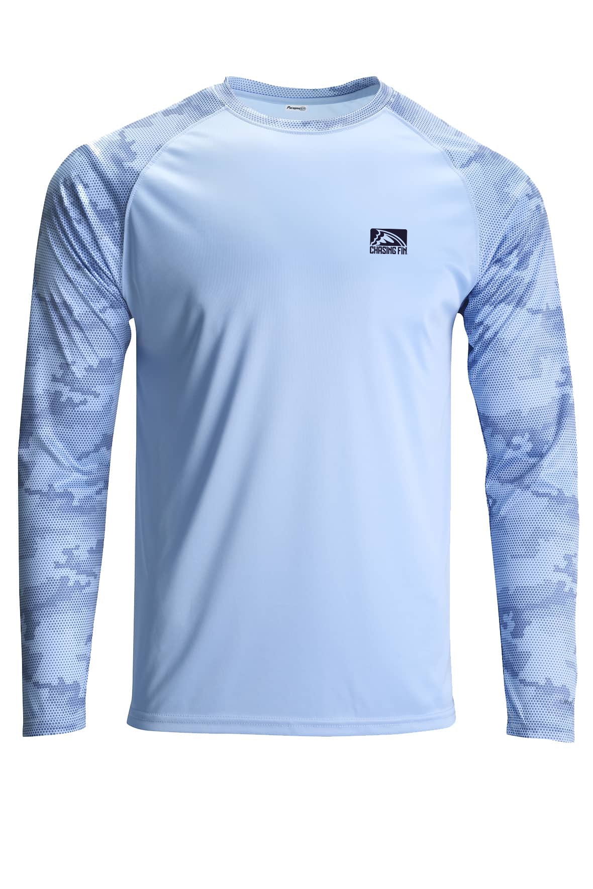 Mahi Marlin American Fish Flag Pro Fin Camo Performance Long Sleeve Shirt in Mist Blue