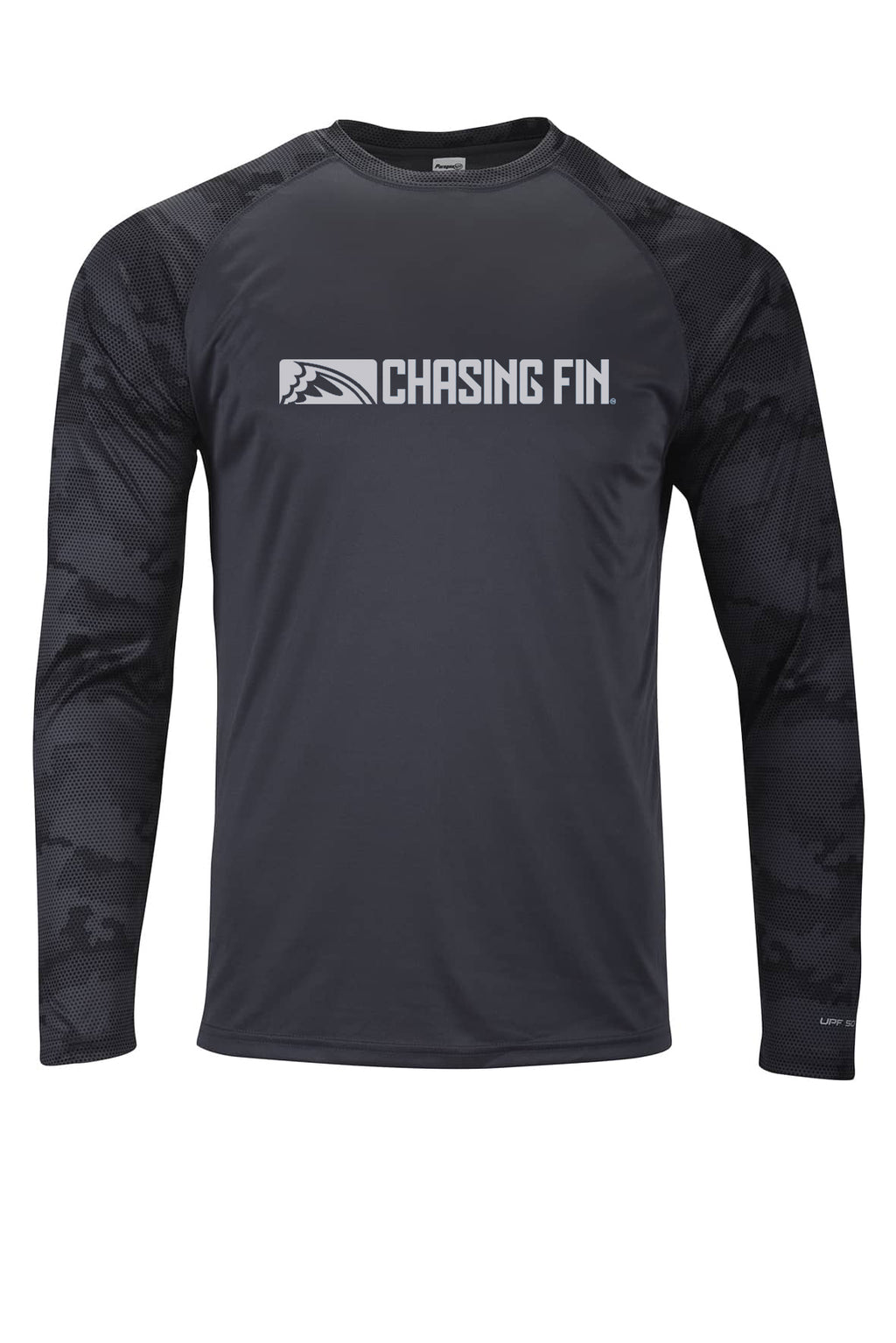 Chasing Fin American Fish Flag Pro Fim Camo Performance Long Sleeve Shirt Graphite