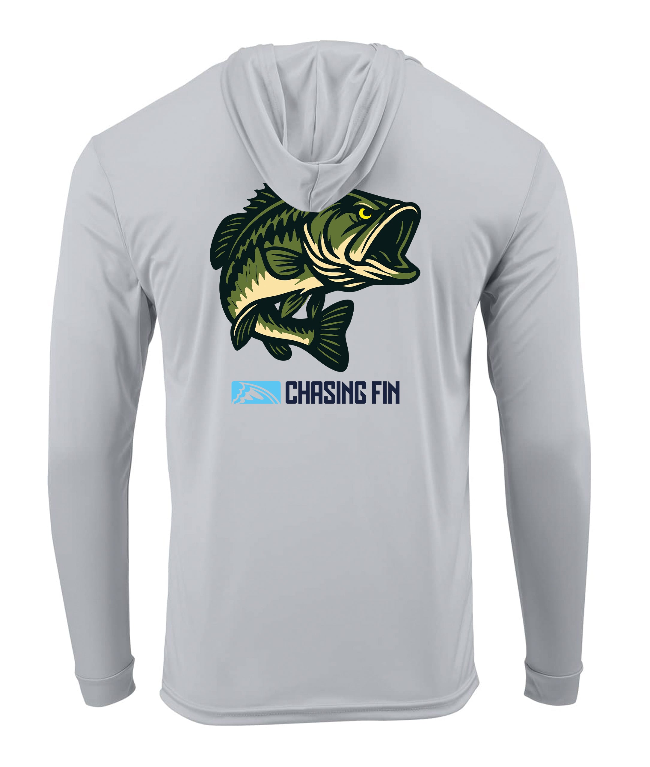 Hooked on Bass Performance Long Sleeve Shirt with Hoodie - Chasing Fin New Edition