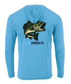 Hooked on Bass Performance Long Sleeve Shirt with Hoodie - Chasing Fin New Edition
