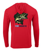 Hooked on Bass Performance Long Sleeve Shirt with Hoodie - Chasing Fin New Edition