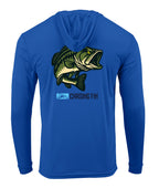 Hooked on Bass Performance Long Sleeve Shirt with Hoodie - Chasing Fin New Edition
