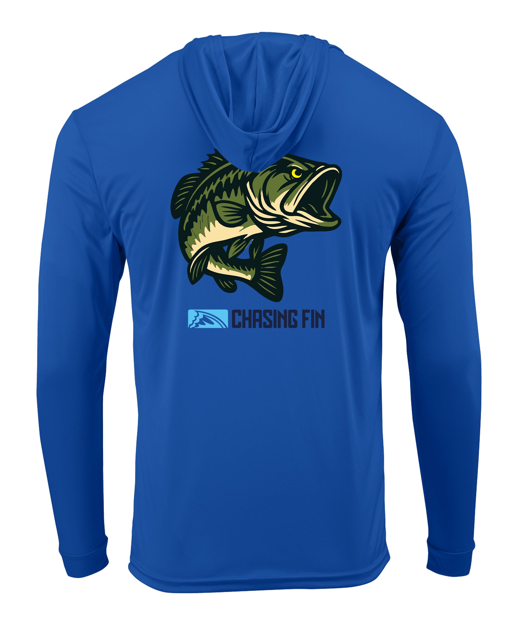 Hooked on Bass Performance Long Sleeve Shirt with Hoodie - Chasing Fin New Edition