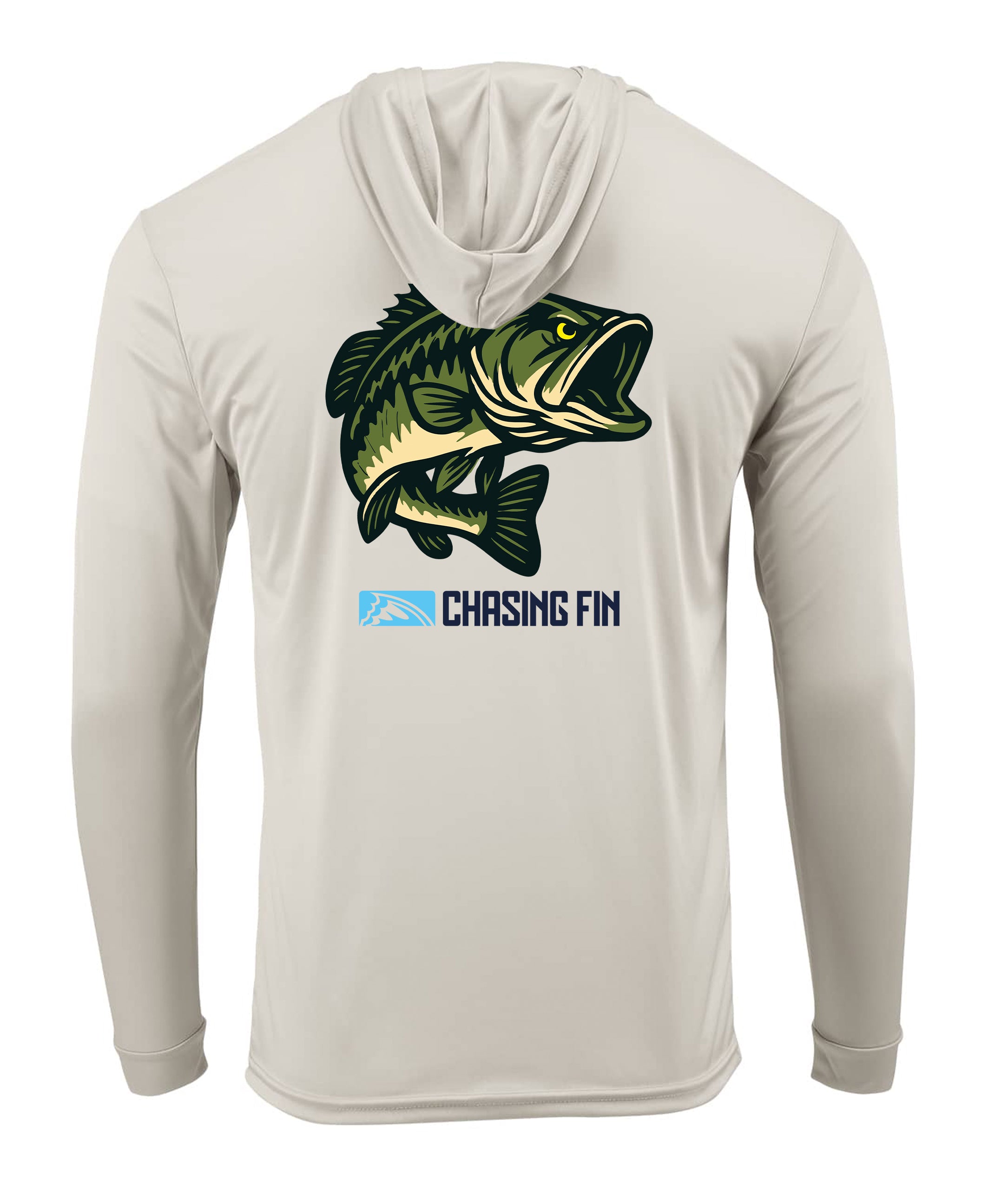 Hooked on Bass Performance Long Sleeve Shirt with Hoodie - Chasing Fin New Edition