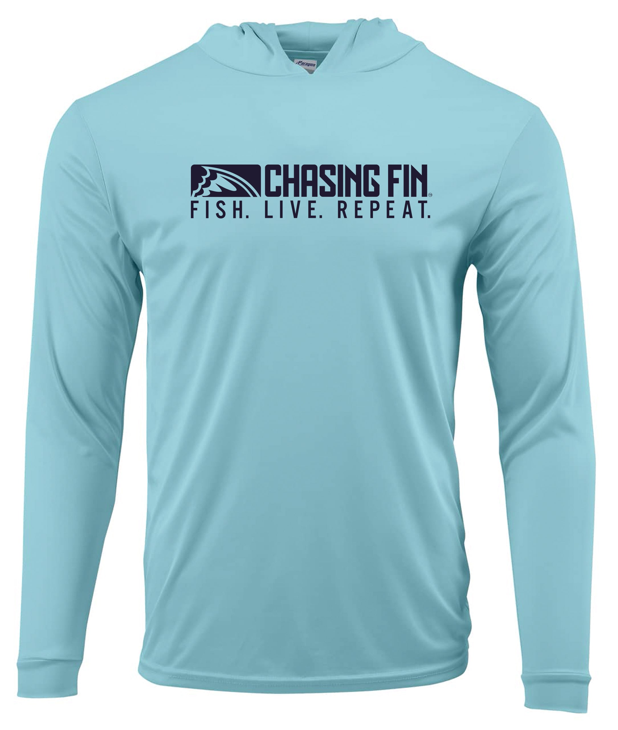 Tuna Tastic Performance Long Sleeve Shirt with Hoodie Blue - Chasing Fin New Edition