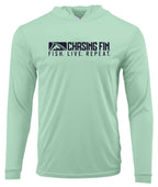 Hooked on Bass Performance Long Sleeve Shirt with Hoodie - Chasing Fin New Edition