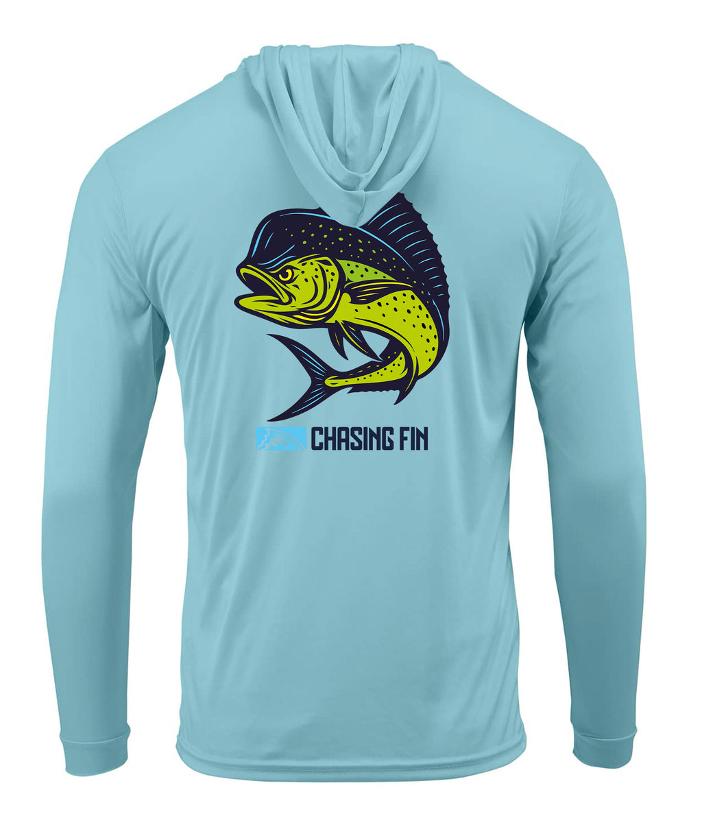 Mahi Mahi  Long Sleeve Performance Hoodie Shirt - Chasing Fin