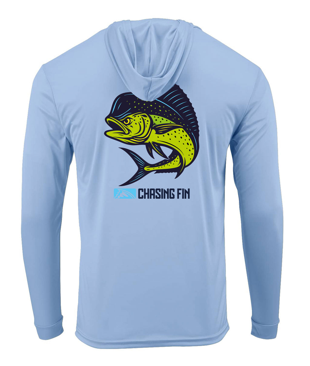 Mahi Mahi  Long Sleeve Performance Hoodie Shirt - Chasing Fin