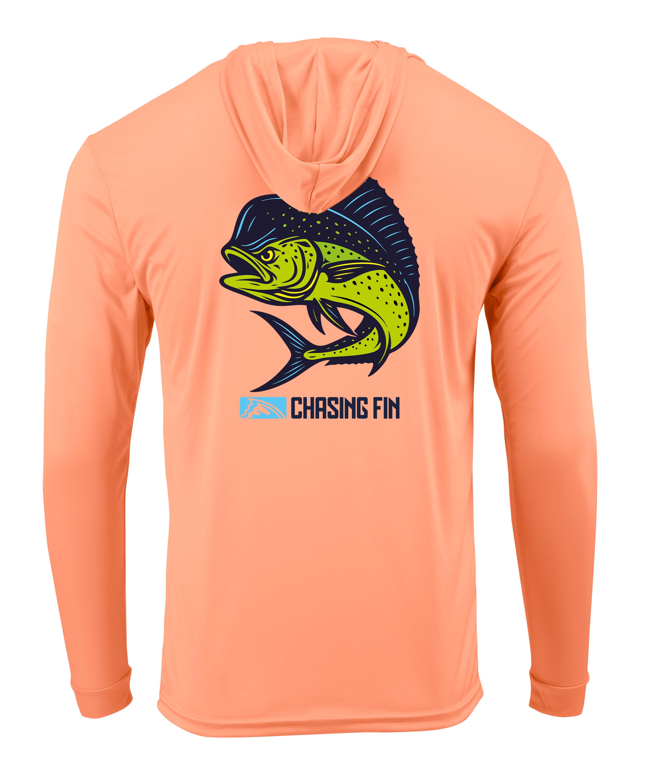 Mahi Mahi  Long Sleeve Performance Hoodie Shirt - Chasing Fin