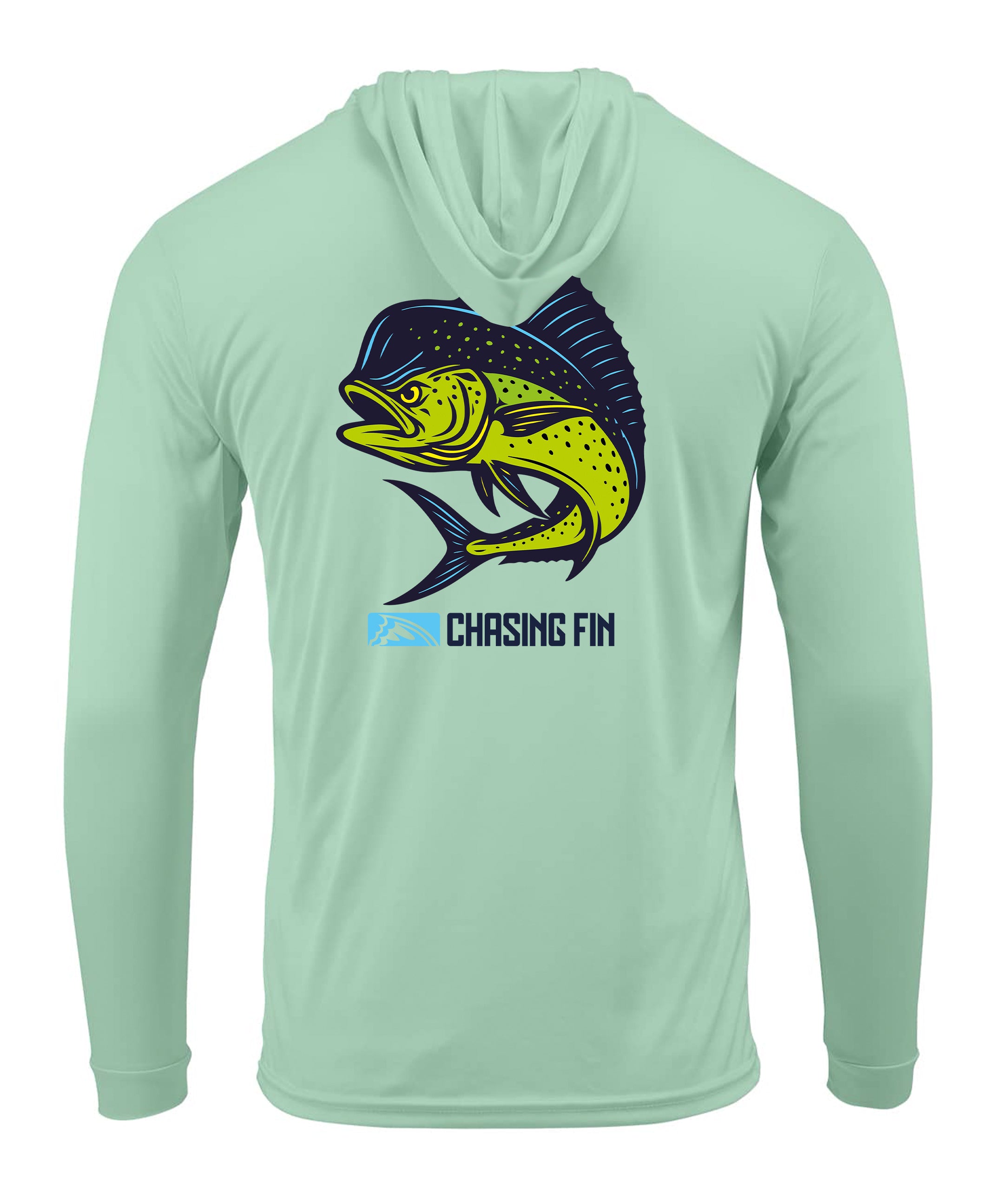 Mahi Mahi  Long Sleeve Performance Hoodie Shirt - Chasing Fin