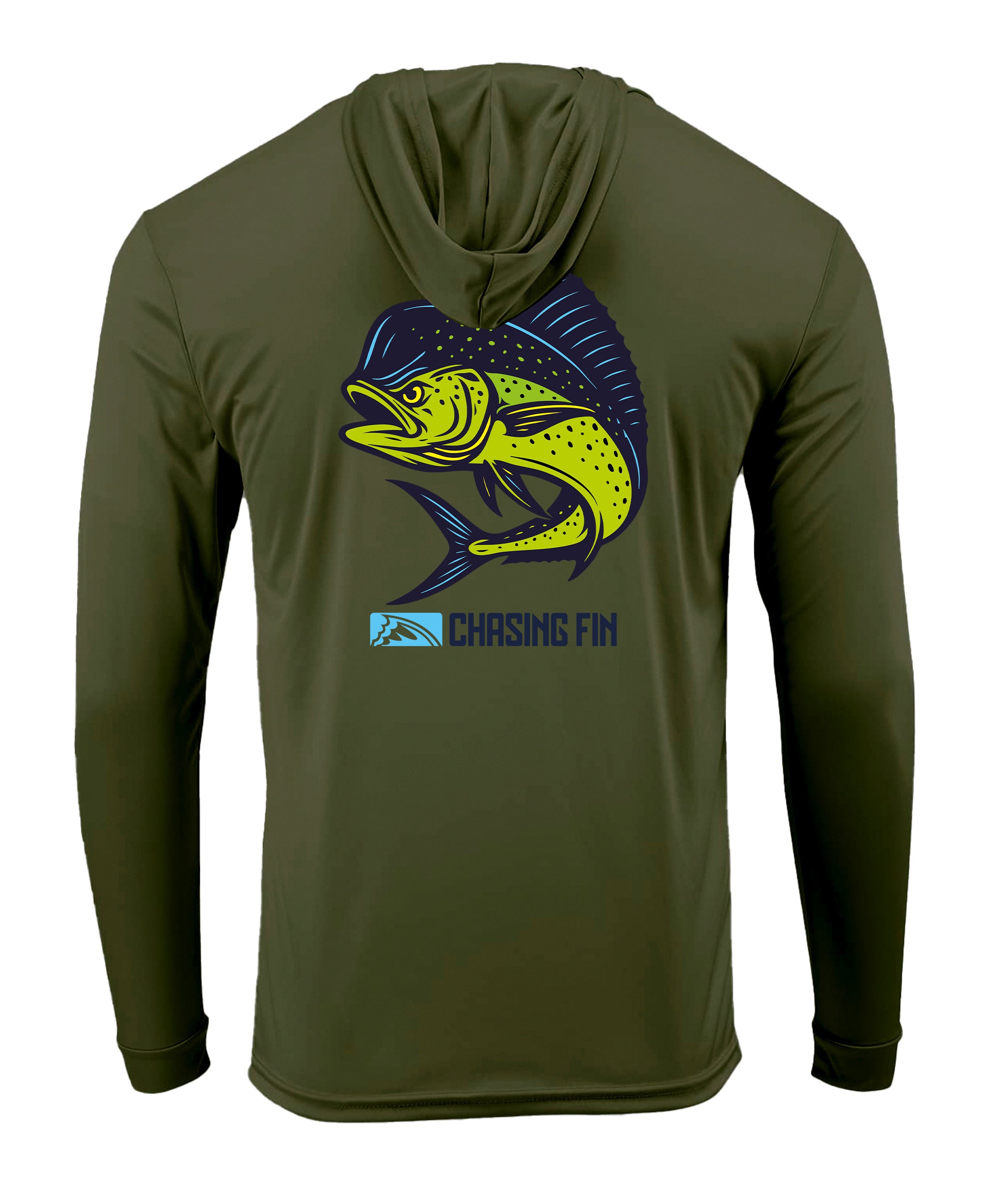 Mahi Mahi  Long Sleeve Performance Hoodie Shirt - Chasing Fin