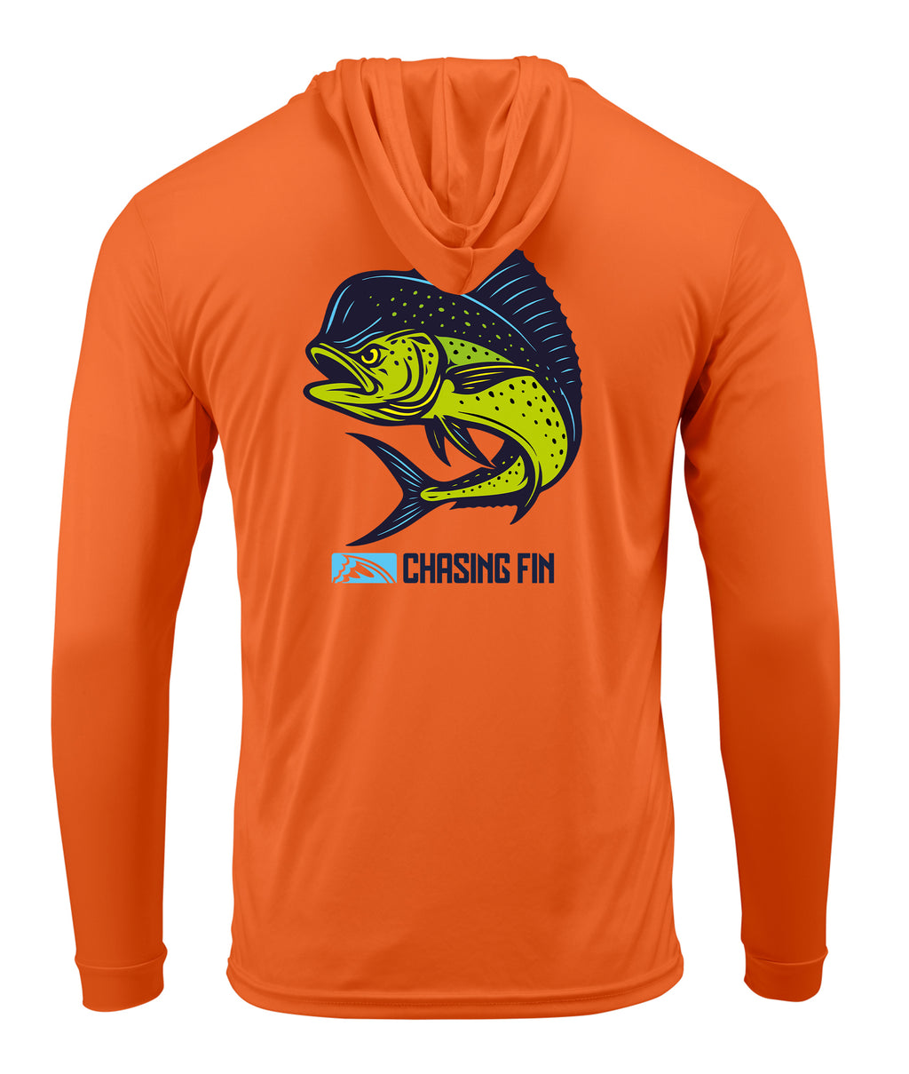 Mahi Mahi  Long Sleeve Performance Hoodie Shirt - Chasing Fin