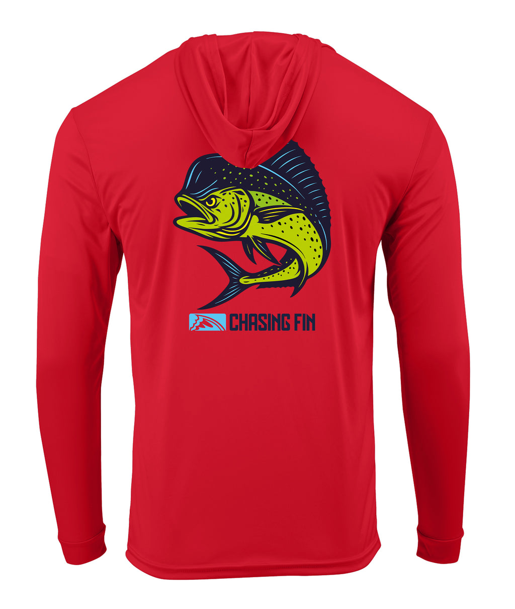 Mahi Mahi  Long Sleeve Performance Hoodie Shirt - Chasing Fin