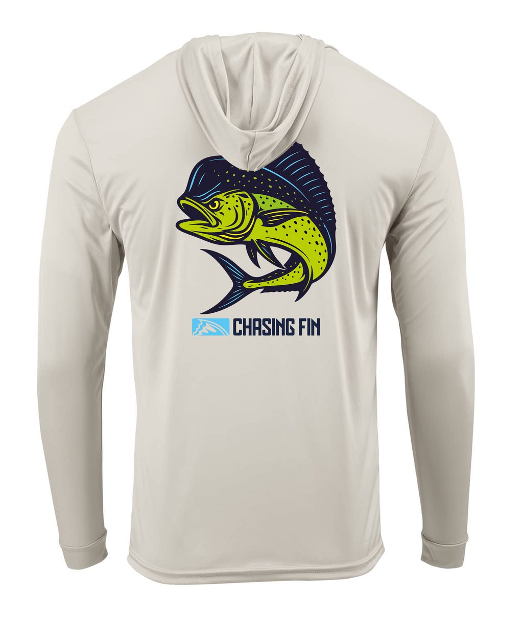 Mahi Mahi  Long Sleeve Performance Hoodie Shirt - Chasing Fin