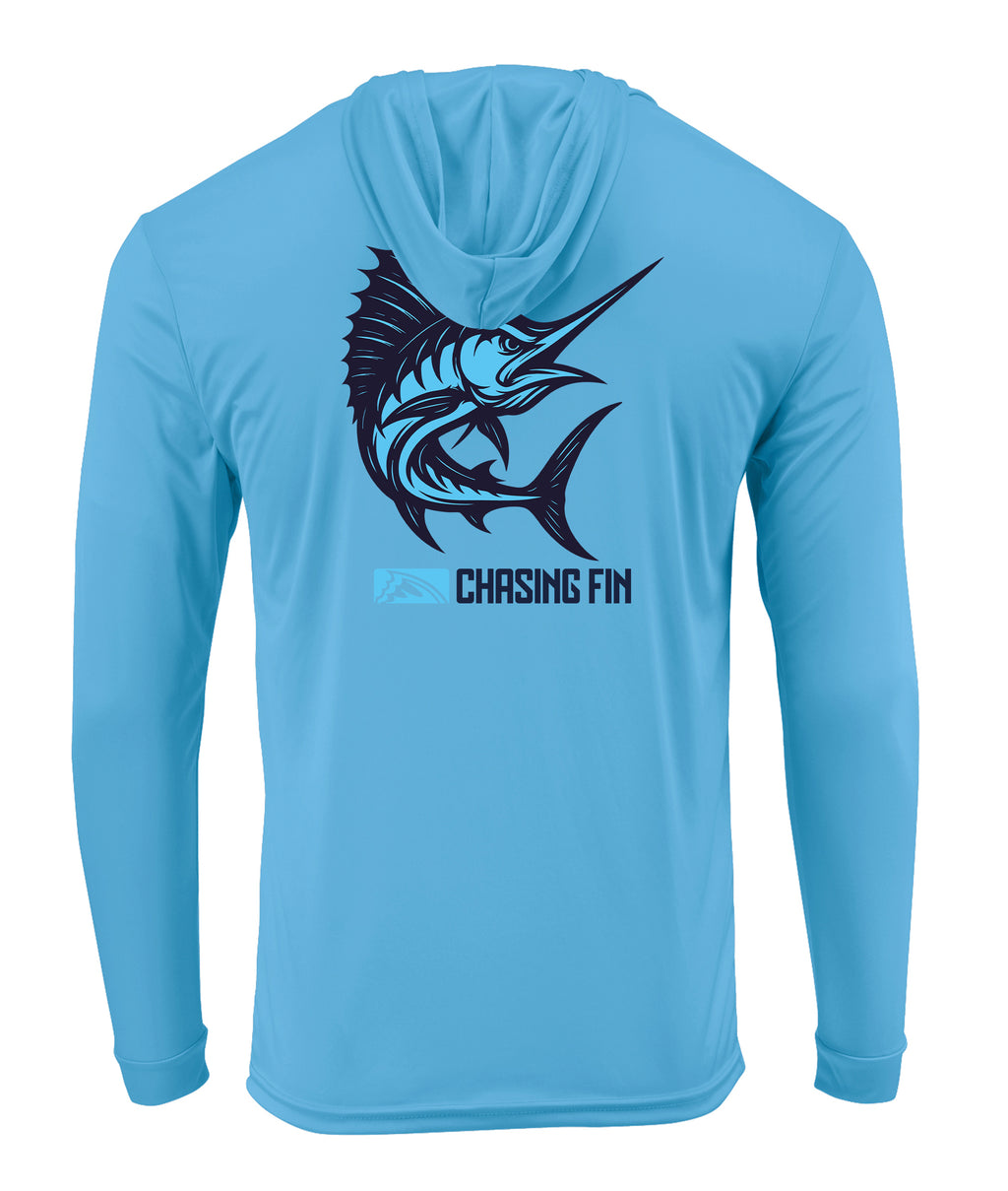 Marlin Performance Long Sleeve Shirt with Hoodie - Chasing Fin