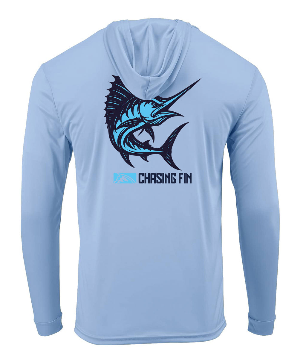 Marlin Performance Long Sleeve Shirt with Hoodie - Chasing Fin