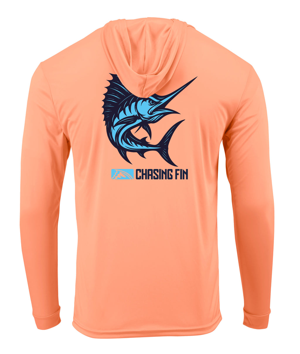 Marlin Performance Long Sleeve Shirt with Hoodie - Chasing Fin
