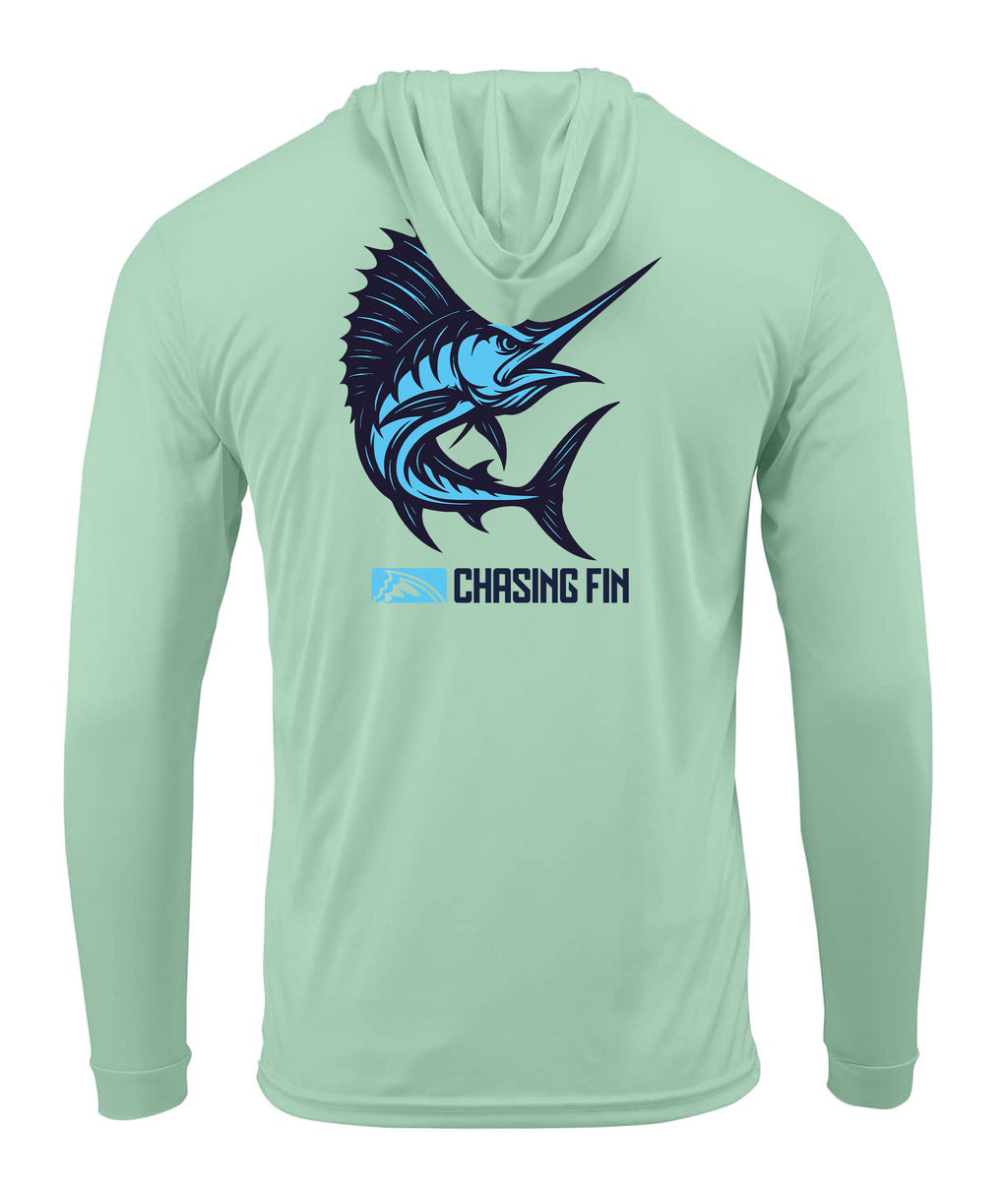 Marlin Performance Long Sleeve Shirt with Hoodie - Chasing Fin
