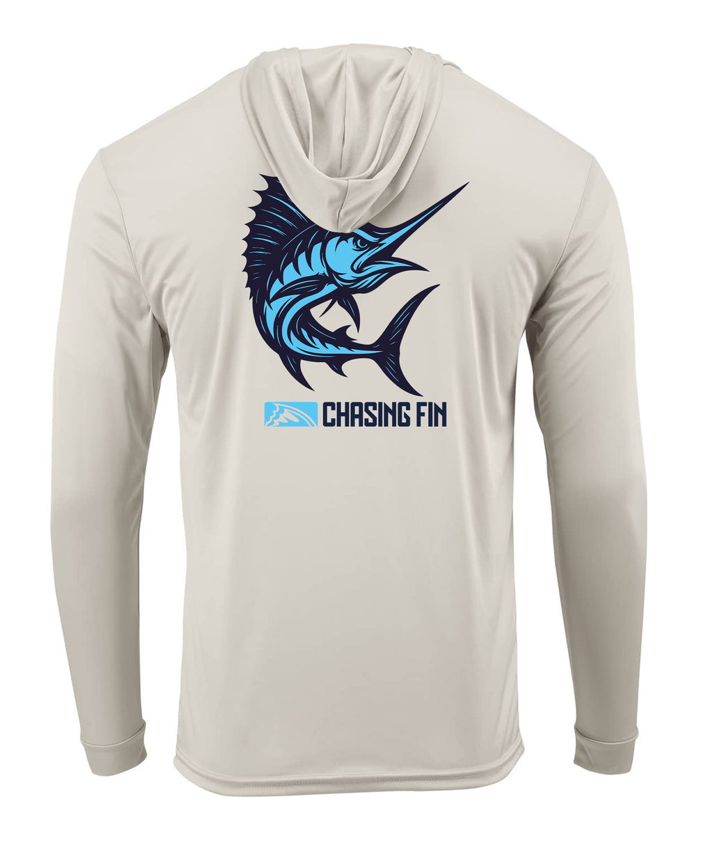 Marlin Performance Long Sleeve Shirt with Hoodie - Chasing Fin