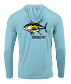 Tuna Tastic Performance Long Sleeve Shirt with Hoodie Blue - Chasing Fin New Edition