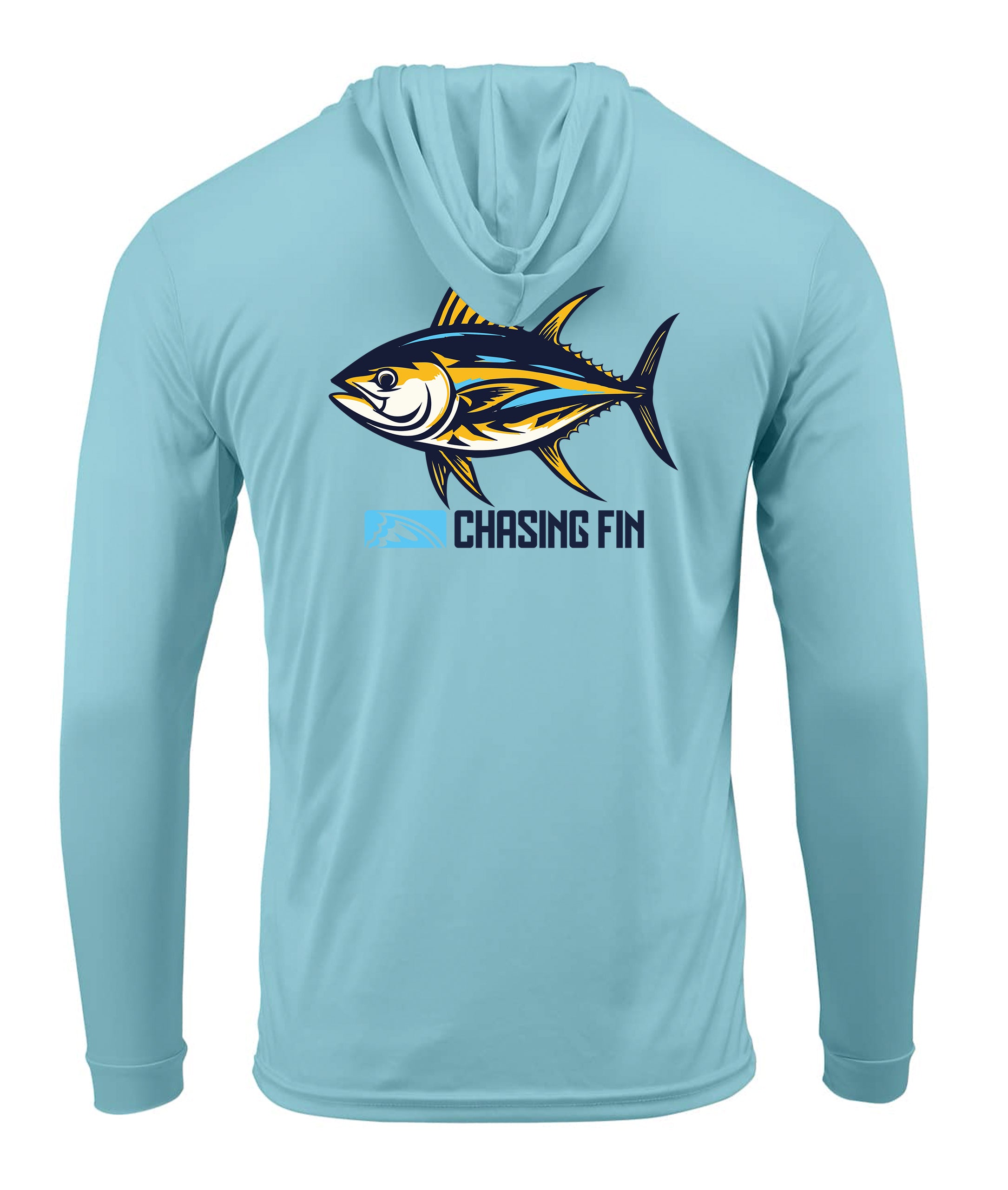 Tuna Tastic Performance Long Sleeve Shirt with Hoodie Blue - Chasing Fin New Edition