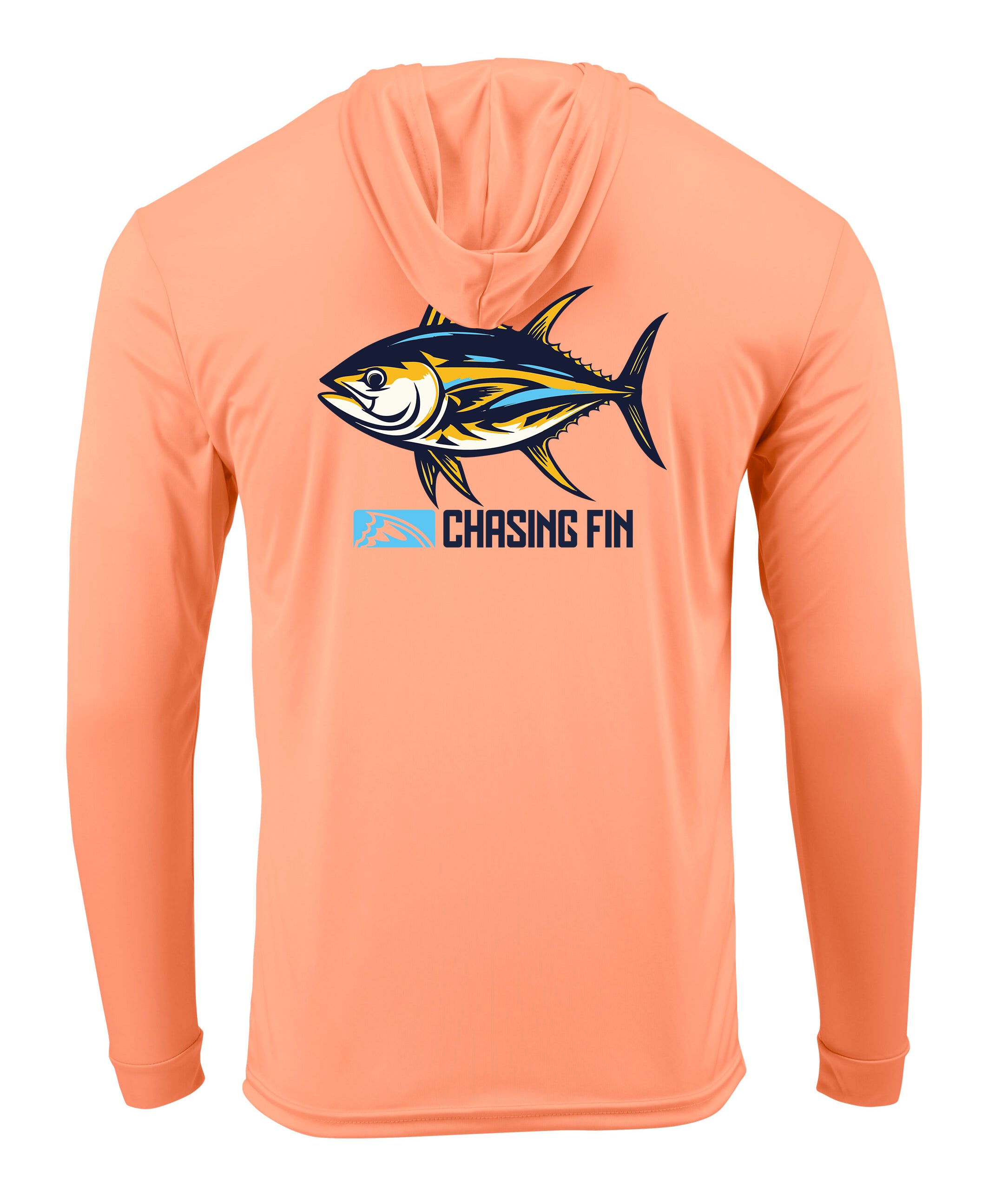 Tuna Tastic Performance Long Sleeve Shirt with Hoodie Blue - Chasing Fin New Edition