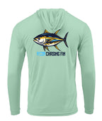 Tuna Tastic Performance Long Sleeve Shirt with Hoodie Blue - Chasing Fin New Edition