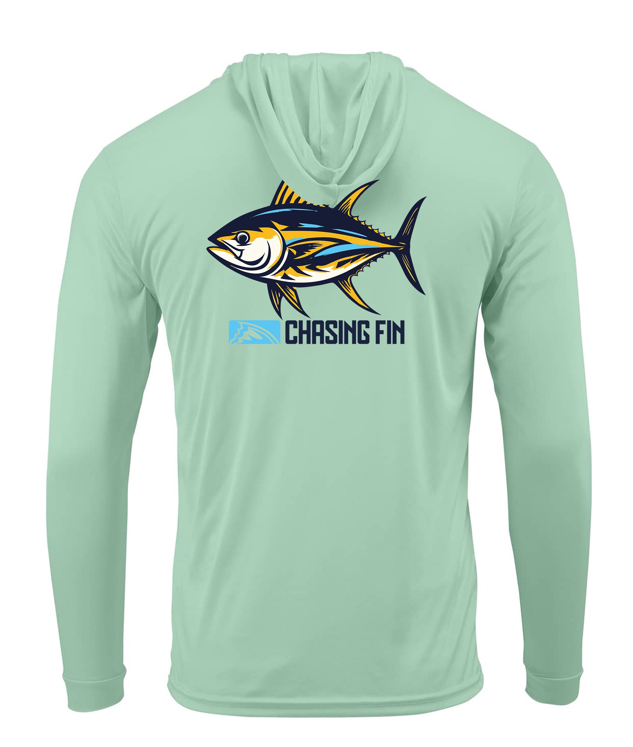 Tuna Tastic Performance Long Sleeve Shirt with Hoodie Blue - Chasing Fin New Edition