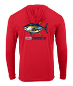 Tuna Tastic Performance Long Sleeve Shirt with Hoodie Blue - Chasing Fin New Edition