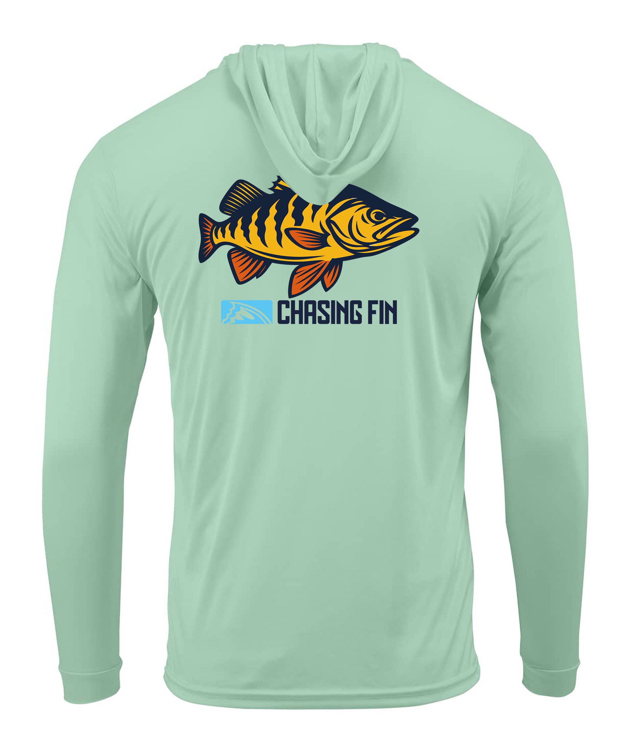 Peacock Bass Performance Shirt Long Sleeve with Hoodie - Chasing Fin New Edition