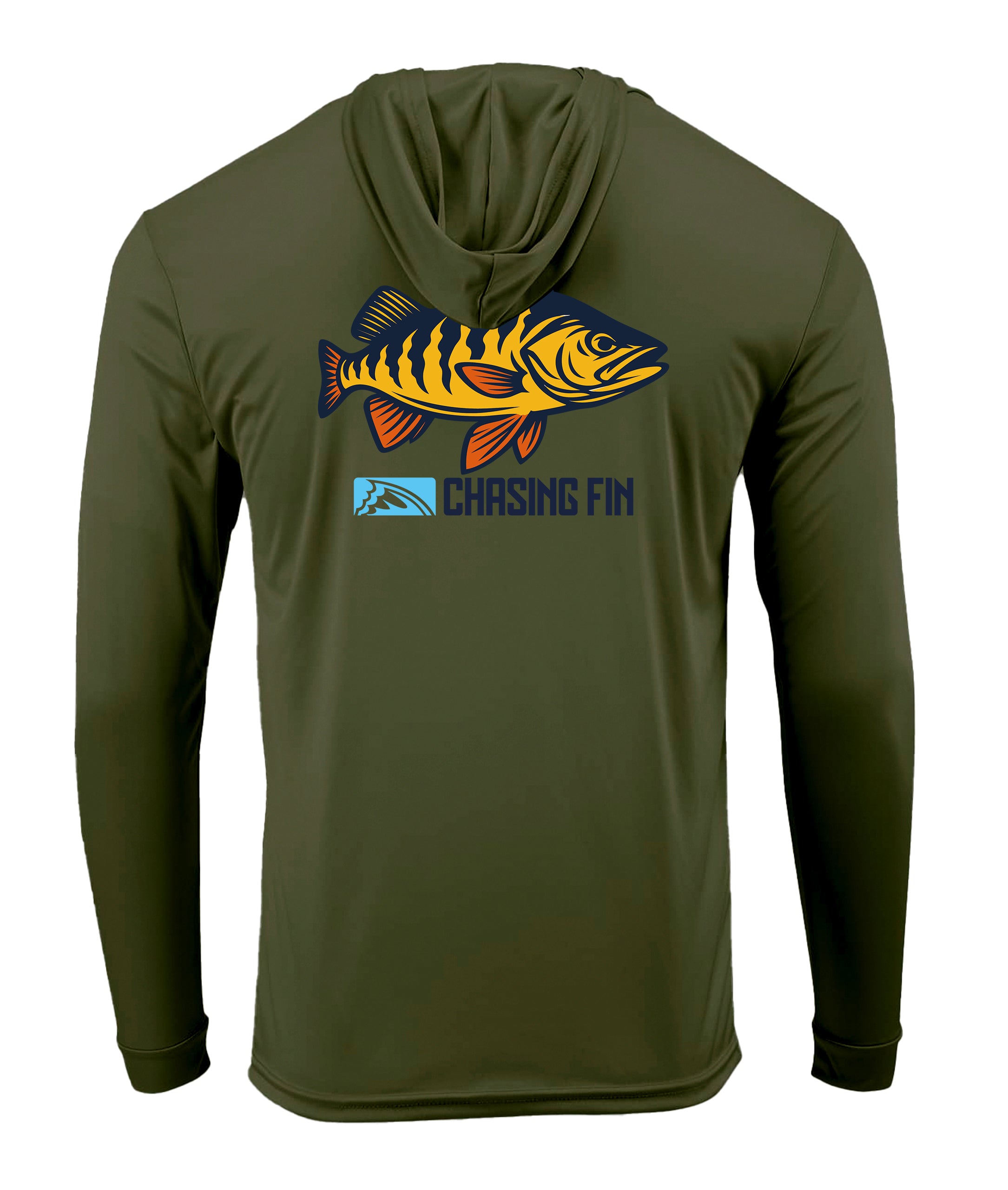Peacock Bass Performance Shirt Long Sleeve with Hoodie - Chasing Fin New Edition