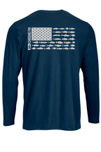New Edition Chasing Fin's American Fish Flag Performance Patriotic Shirt Long Sleeve
